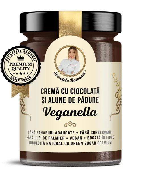 VEGANELLA – CREMĂ CU CIOCOLATĂ ȘI ALUNE DE PĂDURE – 350g