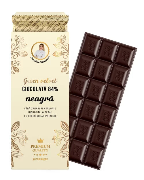 GREEN VELVET – CIOCOLATĂ AMĂRUIE 84% – 100g